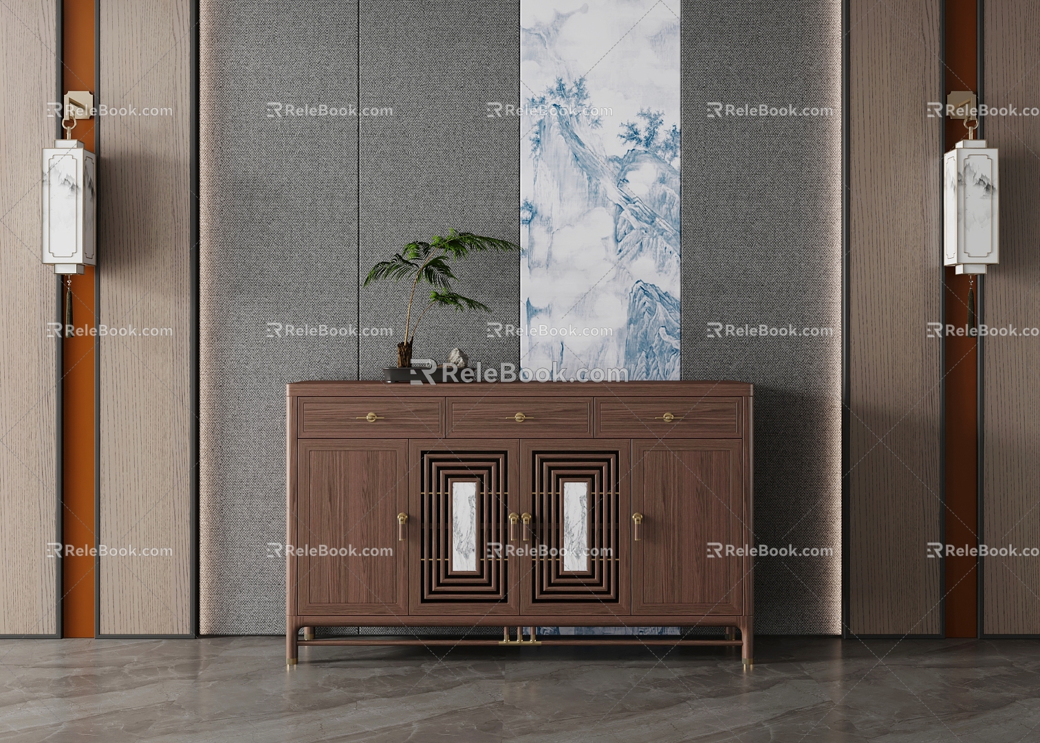 New Chinese Style Sideboard Sideboard Sideboard Decorative Cabinet Entrance Cabinet Storage Cabinet model