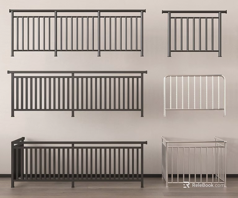 Modern Metal Railings With Black White Designs And Various Styles For Home 3d model 