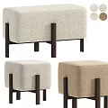 Upholstered Ottoman with Wooden Legs in Beige Light Gray and Brown Color Options