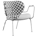 Modern Office Chair with Black Woven Texture Gold Armrests and Black Metal Legs