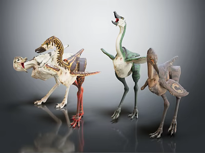 Colorful Dinosaur Models With Various Poses And Prehistoric Creature Features 3d model