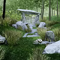 Natural Building Exterior Wall Design With Stone Rocks Trees and Green Grass Surroundings