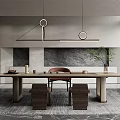 Tea Table and Chair Combination Chandelier Mushroom Stone Tea Set 3d model