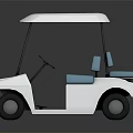 White Golf Cart With Blue Seats White Roof And Sleek Modern Design