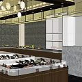 Elegant Modern Restaurant Interior With Stylish Lighting And Decorative Counter