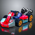 Pixel Art Style Toy Racing Car With Colorful Design And Detailed Wheels
