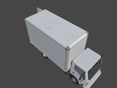 White Box Truck With Flat Roof Side Panels And Black Wheels 3d model