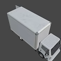 White Box Truck With Flat Roof Side Panels And Black Wheels