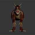 Spiked Horned Purple Brown Dinosaur 3D Model With Sharp Teeth Roaring On Dark Background