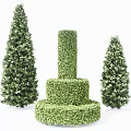 Cylindrical and Conical Trimmed Shrubs with Round Base for Landscape Design 3d model