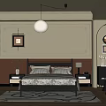 Modern Bedroom Interior Design With Bedside Tables Pendant Light And Decorative Rug