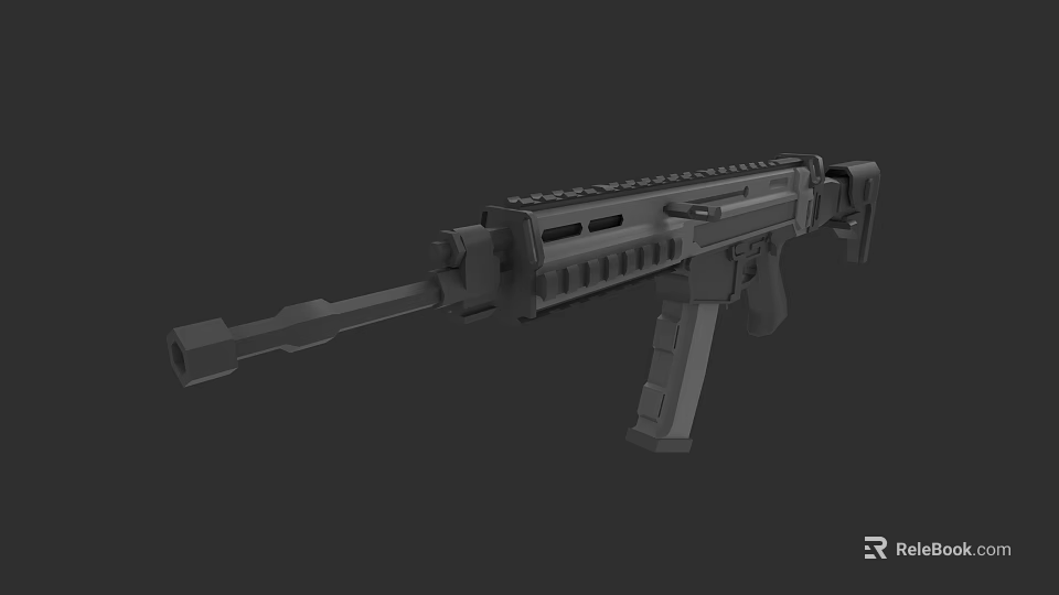 Tactical Assault Rifle 3D Model with Modular Design Barrel Grip and Magazine 3d model 
