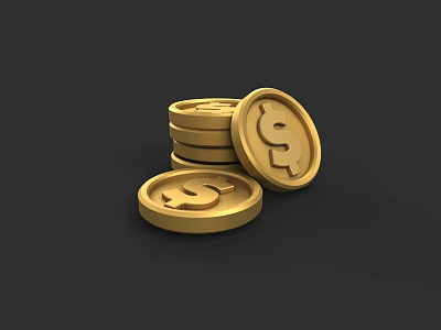 Gold Coin Inspired Jewelry Pieces With Dollar Sign Decorative Elements 3d model