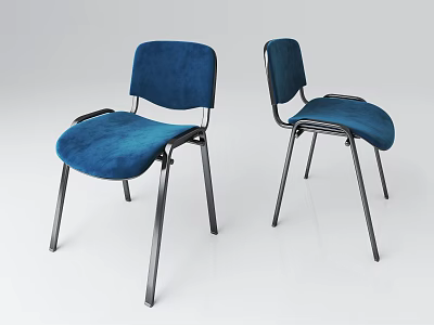 Two Modern Leisure Chairs With Blue Velvet Fabric And Sleek Metal Legs Design 3d model