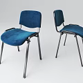 Two Modern Leisure Chairs With Blue Velvet Fabric And Sleek Metal Legs Design