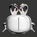 White And Black Robot Octopus Hybrid 3D Model With Spherical Head And Tentacles