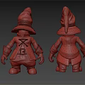 Cute Cartoon Character 3D Model With Yellow Hat Blue Outfit Striped Pants Red Hands Feet