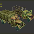 Vintage Military Truck With Camouflage Design Green And Yellow Cargo Bed And Metal Frame