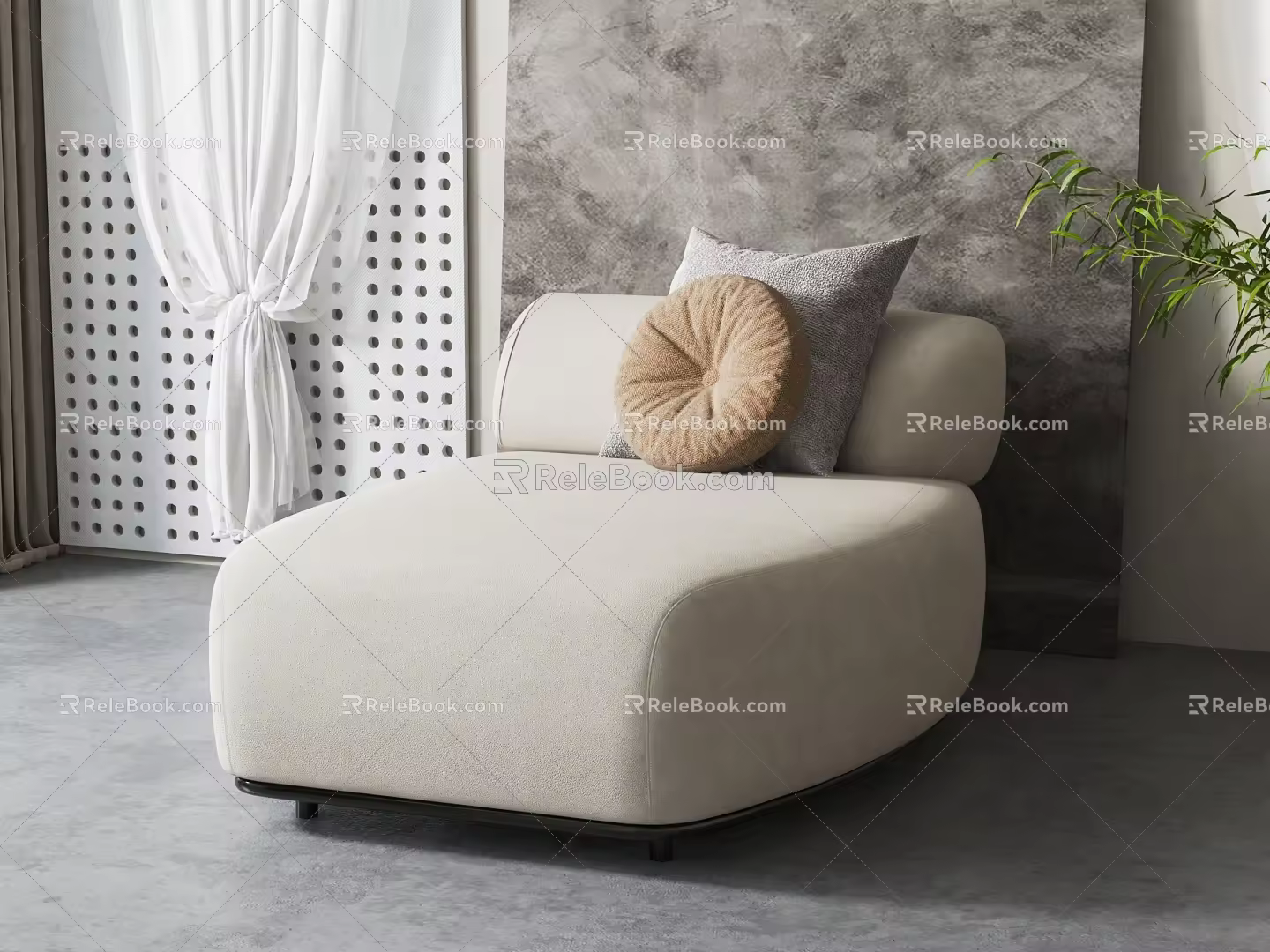 modern single sofa cream imperial concubine sofa 3d model