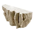 Natural Style Reception Desk With Stump Shaped Design And Shell Texture In Light Brown Tone