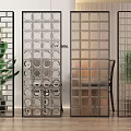 Modern glass brick partition glass brick glass partition 3d model