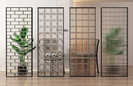 Modern glass brick partition glass brick glass partition 3d model