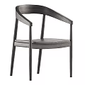 Modern Wooden Dining Chair With Curved Backrest And Sleek Armrest Structure