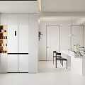 Modern Living Dining Room Interior with Open Layout White Sofa Black Armchair and Coffee Table