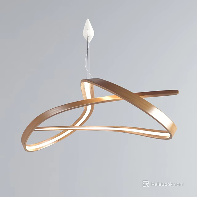 Modern Crossed Curved Gold Chandelier With Sleek LED Light And Hanging Design 3d model 