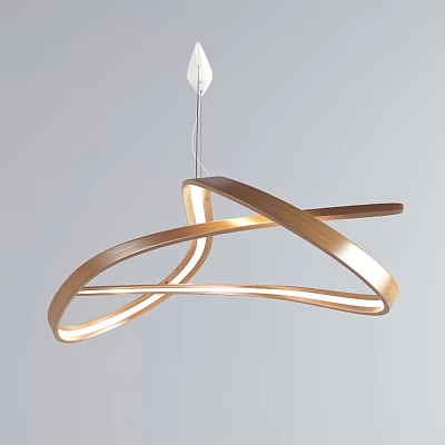 Modern Crossed Curved Gold Chandelier With Sleek LED Light And Hanging Design 3d model
