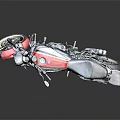Red and White Vintage Motorcycle With Black Seat And Sleek Alloy Wheels Design