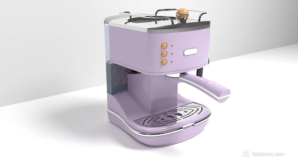 Pastel Purple Coffee Maker Modern Kitchen Appliance With Stylish Design And Control Buttons 3d model 
