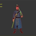 Traditional Man Wearing Blue Robe With Hat Beard Quiver And Long Stick