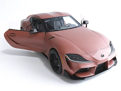 Rose Gold Sports Car With Open Doors And Sleek Modern Exterior Design 3d model