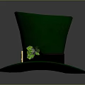 Festive Green Top Hat with Brown Belt Gold Buckle and Clover Decoration
