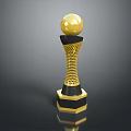 Decorative Trophy With Golden Sphere Top And Black Hollow Base Design
