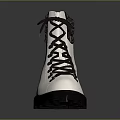 Stylish White Boots With Black Laces Chunky Sole And Cuffed Ankle Design