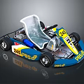 Racing Go Kart With Blue Yellow Design PBS Logo Number 245 And Silver Seat