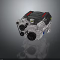 High Performance Automotive Engine Featuring Black Top Red Accents And Silver Mechanical Components 3d model