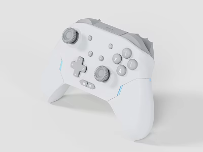 White Electric Toy Game Controller With Joysticks Buttons And LED Lights 3d model