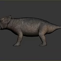 Detailed 3D Model of Prehistoric Creature with Realistic Skin Texture and Standing Posture