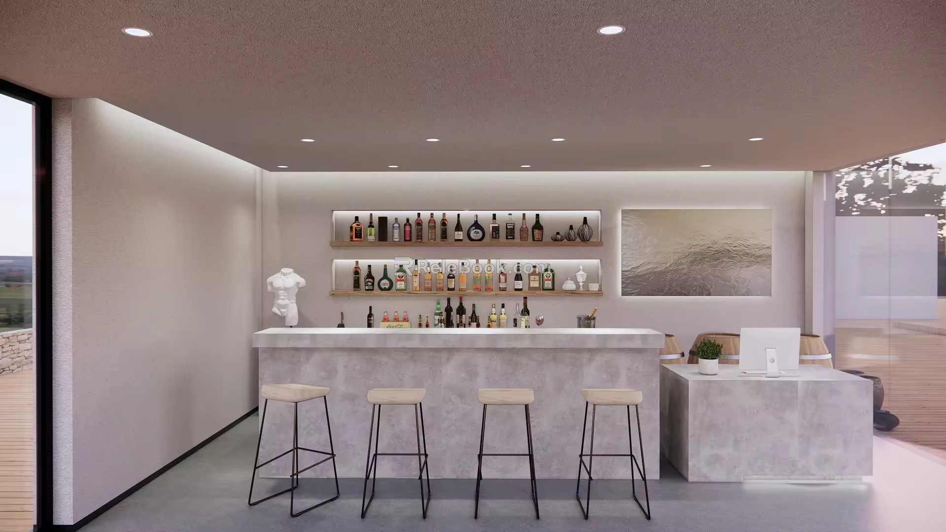 Modern Bar Area Minimalist Bar 3d model