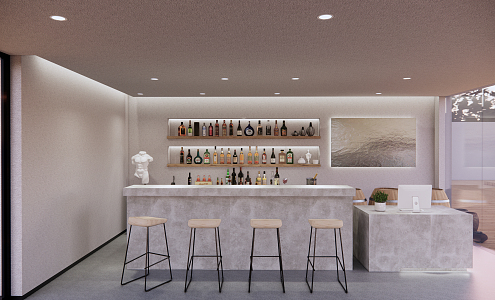 Modern Bar Area Minimalist Bar 3d model