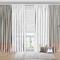 Elegant Modern Curtains In Living Room Interior With Sheer Panels Natural Light And Plants