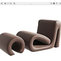 Modern Brown Leather Lounge Chair With Unique Curved Design And Stylish Structure