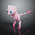Cute Pink Pokémon Mew Character with Big Blue Eyes and Long Tail in 3D Render