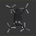 Black Drone With Four Propellers Vintage Metal Body And Unique Design Appearance