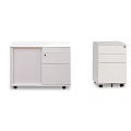 White Office Cabinets With Drawers Louvered Door And Wheels For Workspace
