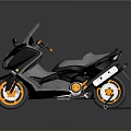 Stylish Modern Gray Motorcycle With Orange Wheels And Windshield Design