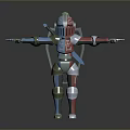 Colorful Armored 3D Game and Movie Character With Helmet and Extended Arms